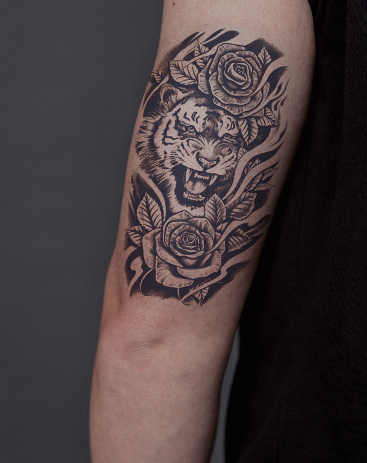 tiger lily and rose tattoo Fierce Tiger & Roses Temporary Tattoo. Lasts 1-2 Weeks. – EZINK™