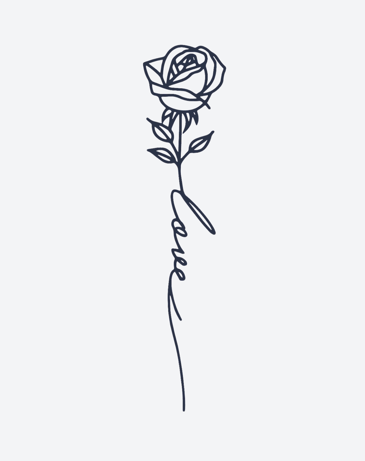 Minimalist Rose Tattoo, Fine & Elegant
