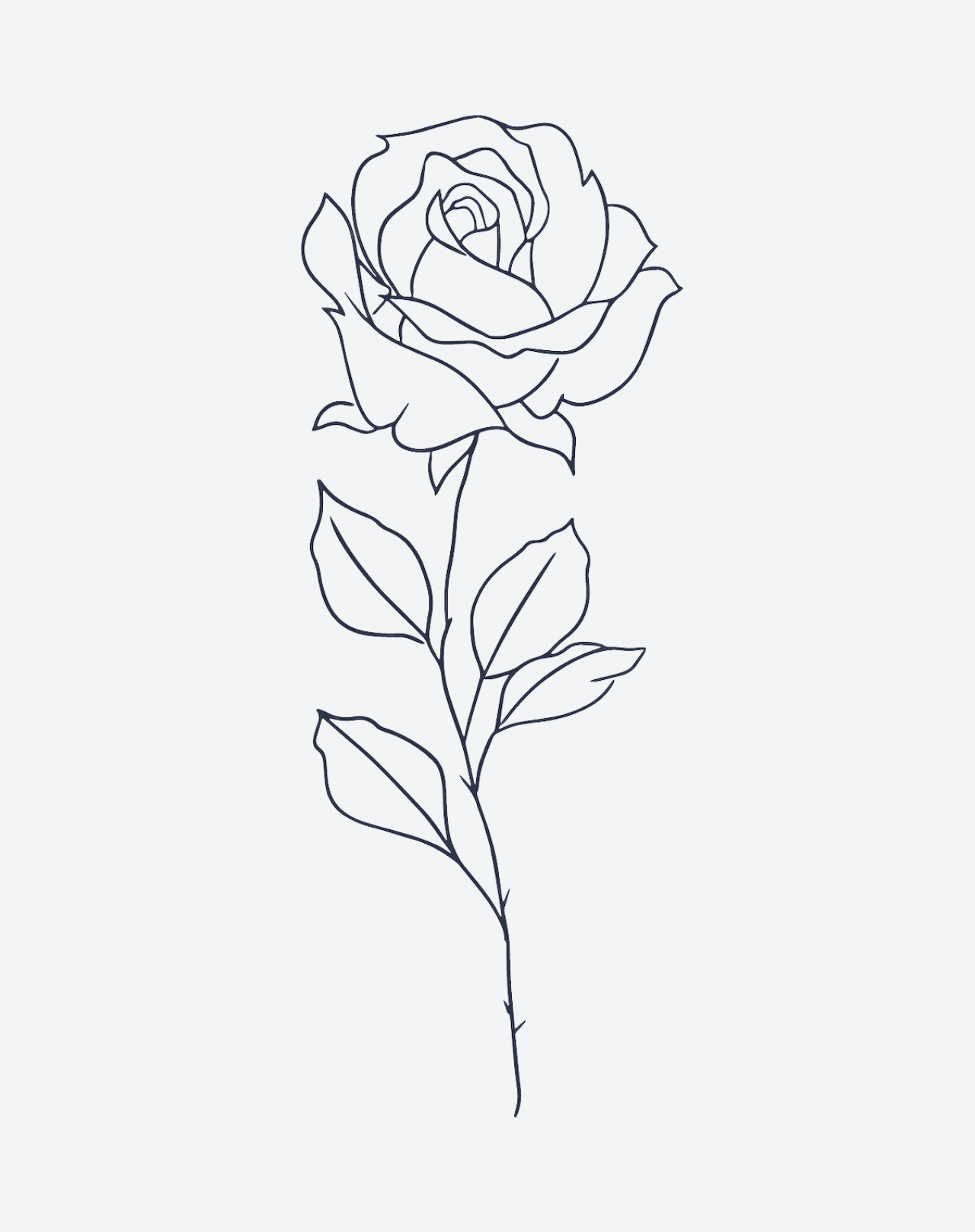 Minimalist Fine Line Rose Tattoo