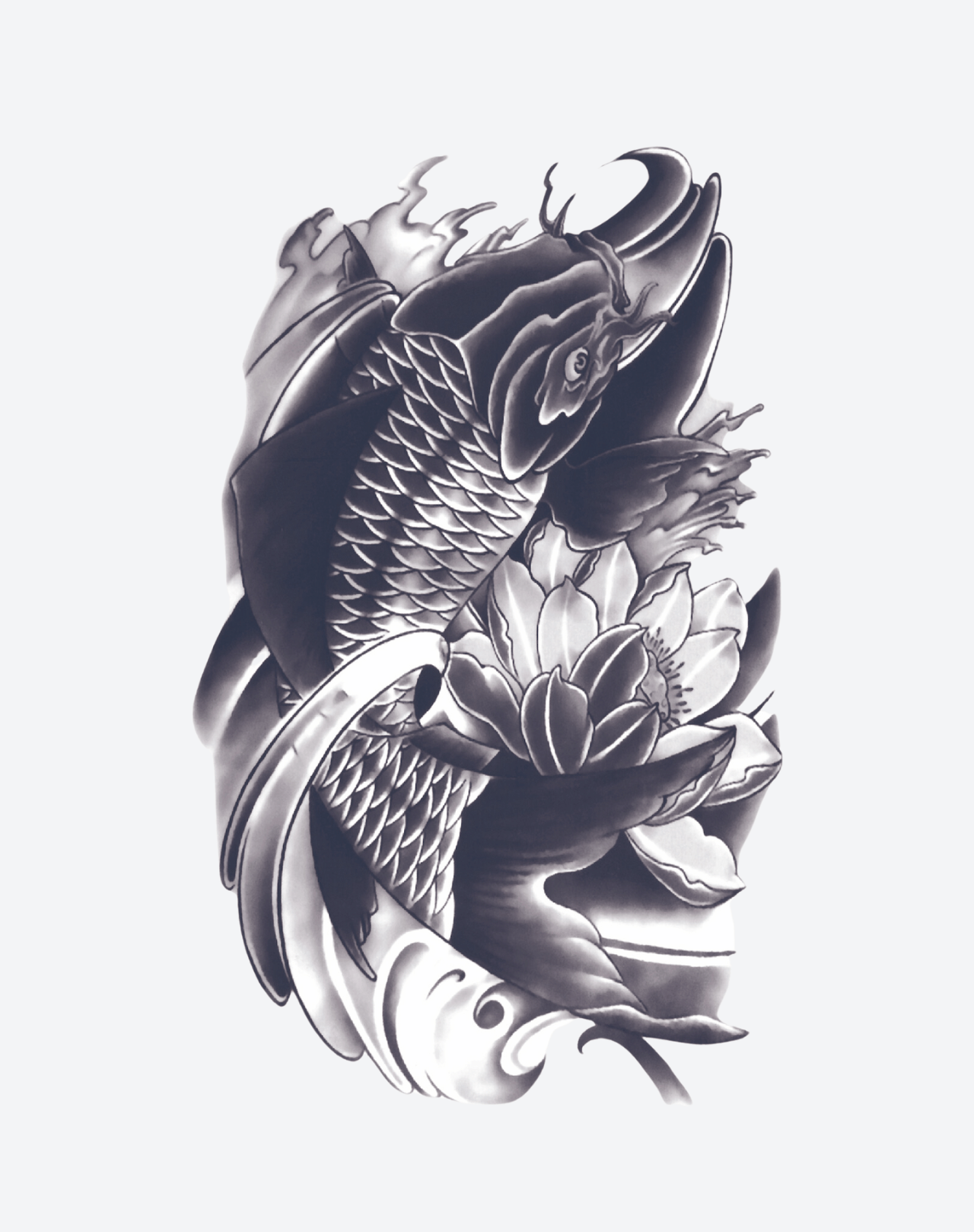 Koi fish temporary tattoo