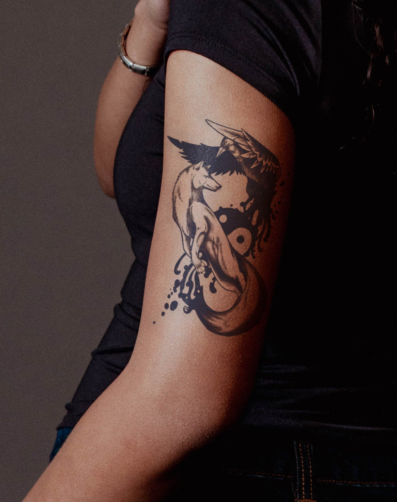 Raven & Wolf Temporary Tattoo. Lasts 1-2 Weeks. – EZINK™