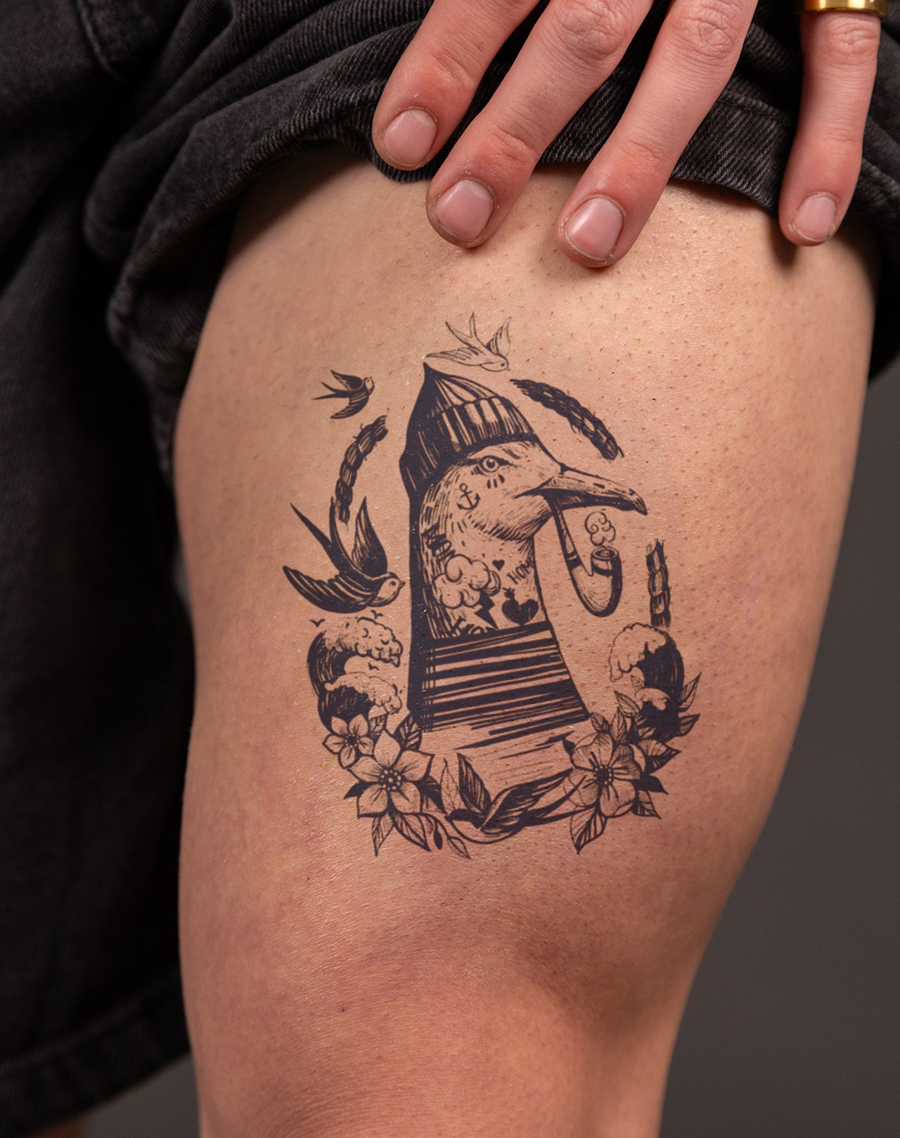 can you smoke cigarettes before a tattoo Smoking Weed Tattoo: We Made Our Photographer Get a For Science | Herb Smoking Seagull Temporary Tattoo. Lasts