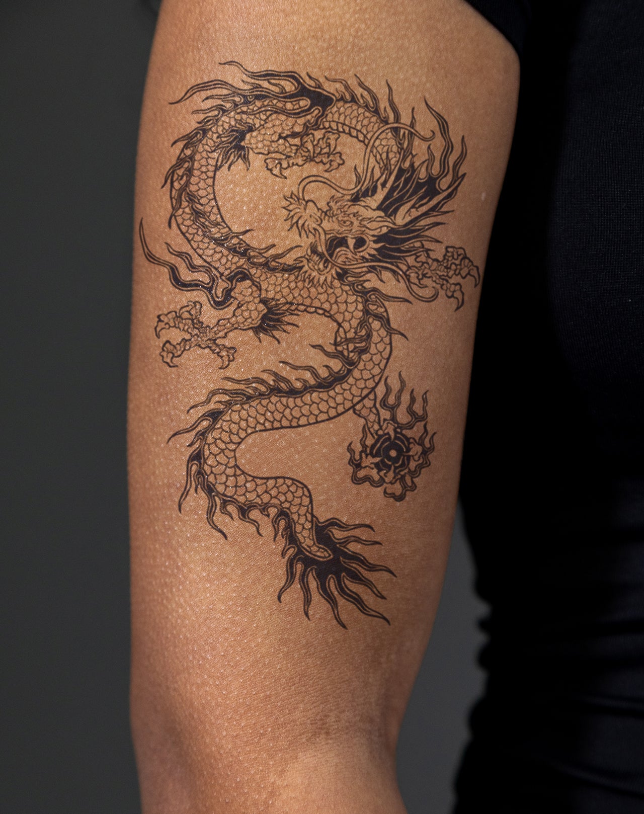 Traditional Japanese Dragon v2 Temporary Tattoo. Lasts 1-2 Weeks