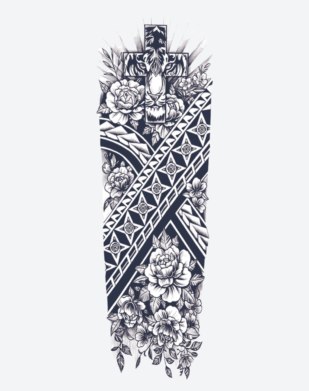 Ancient Tiger full sleeve temporary tattoo design