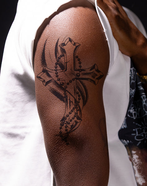 Cross & Rosary Temporary Tattoo. Lasts 1-2 Weeks. – EZINK™