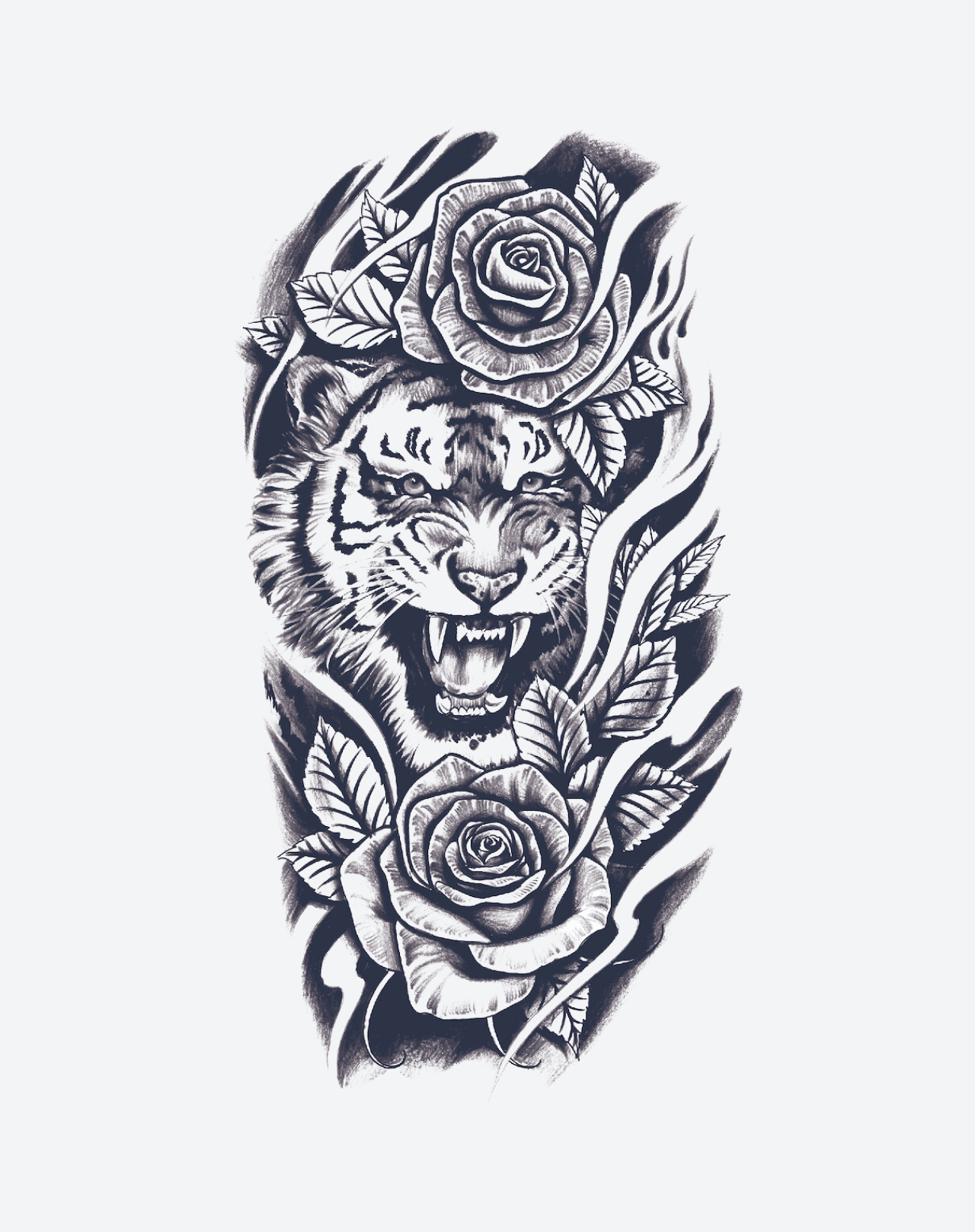 tiger lily and rose tattoo Fierce Tiger & Roses Temporary Tattoo. Lasts 1-2 Weeks. – EZINK™