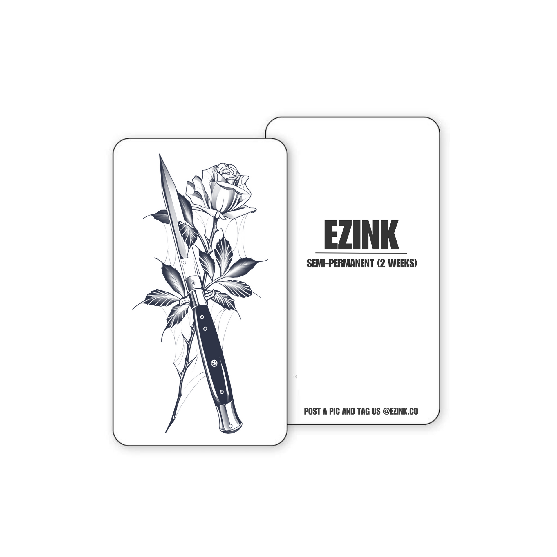 Flip Knife & Rose Temporary Tattoo. Lasts 1-2 Weeks. – EZINK™