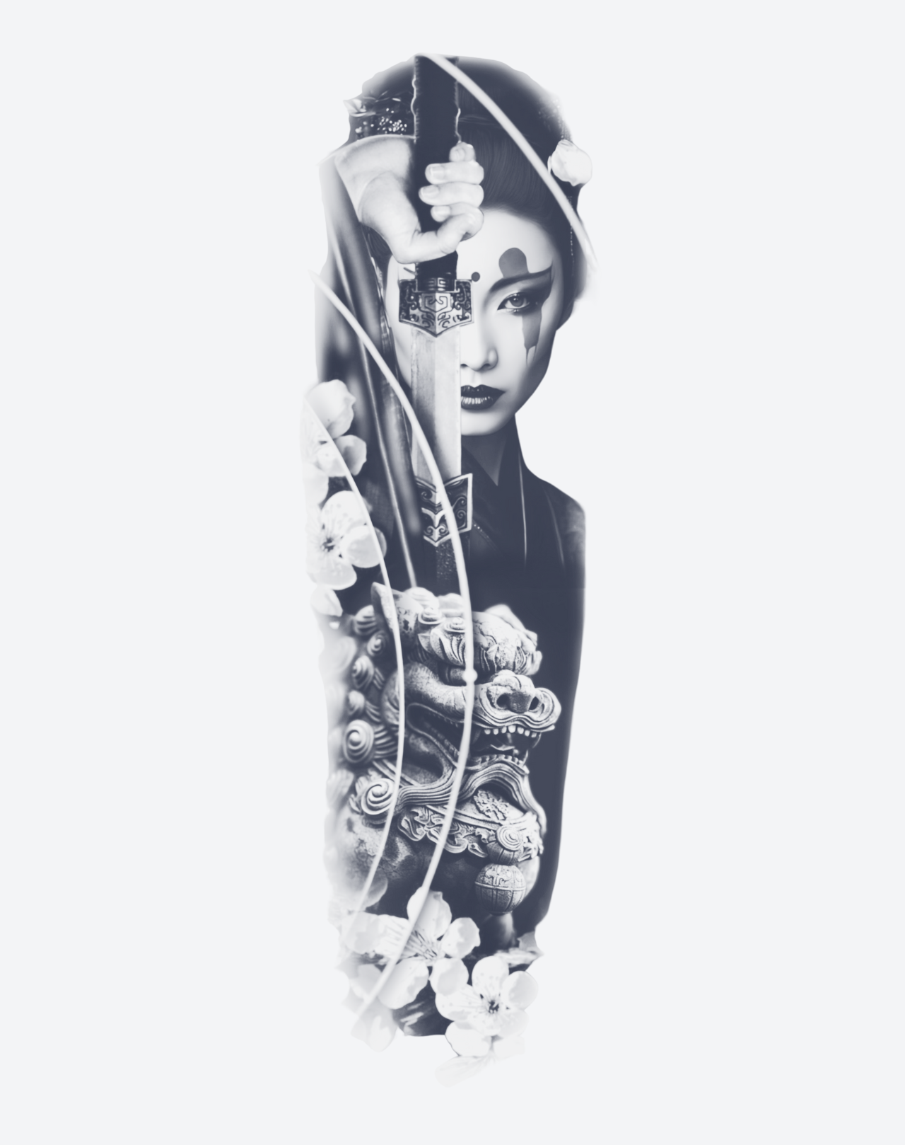 Sakura Steel full sleeve temporary tattoo design