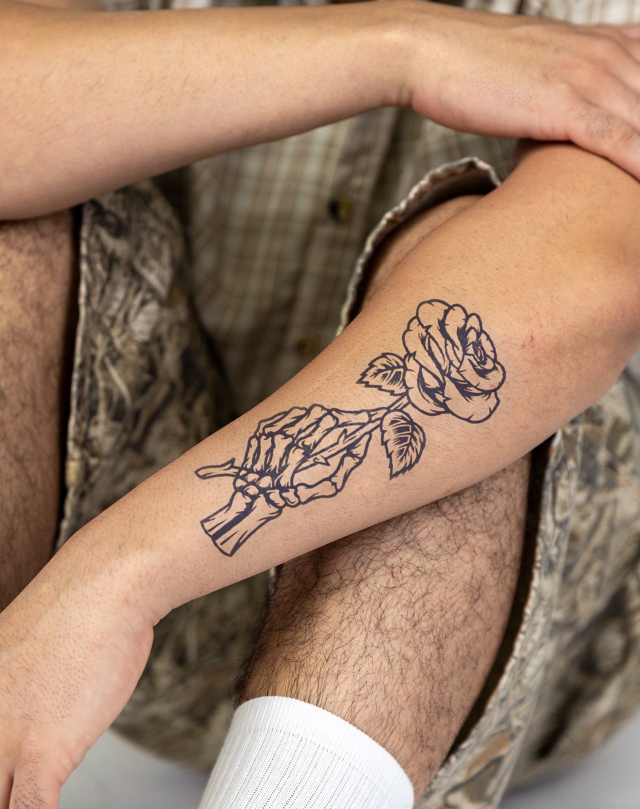 Skeleton Rose Temporary Tattoo. Lasts 1-2 Weeks. – EZINK™